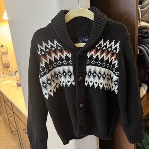 Kids Black Patterned Cardigan